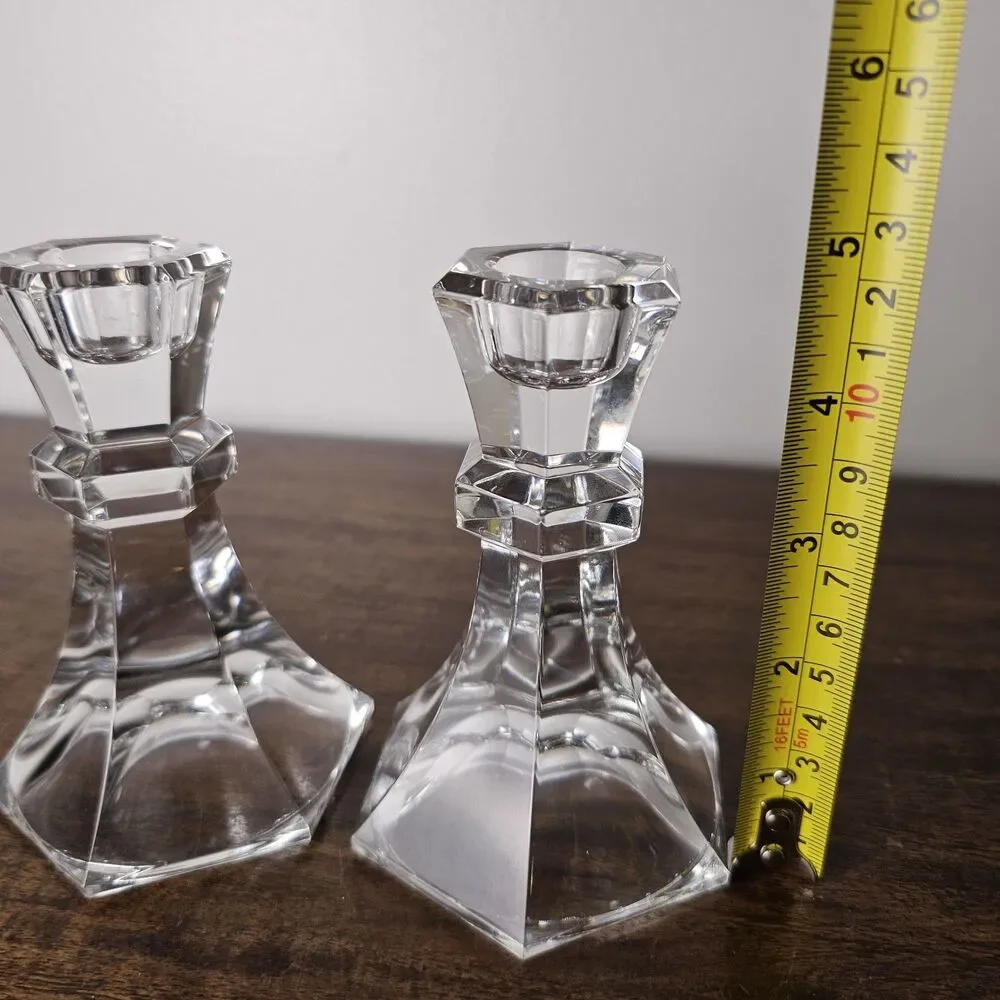 Vintage Towle Fine Full Lead Crystal Candlestick Holders Set of 2 Austria 4.75